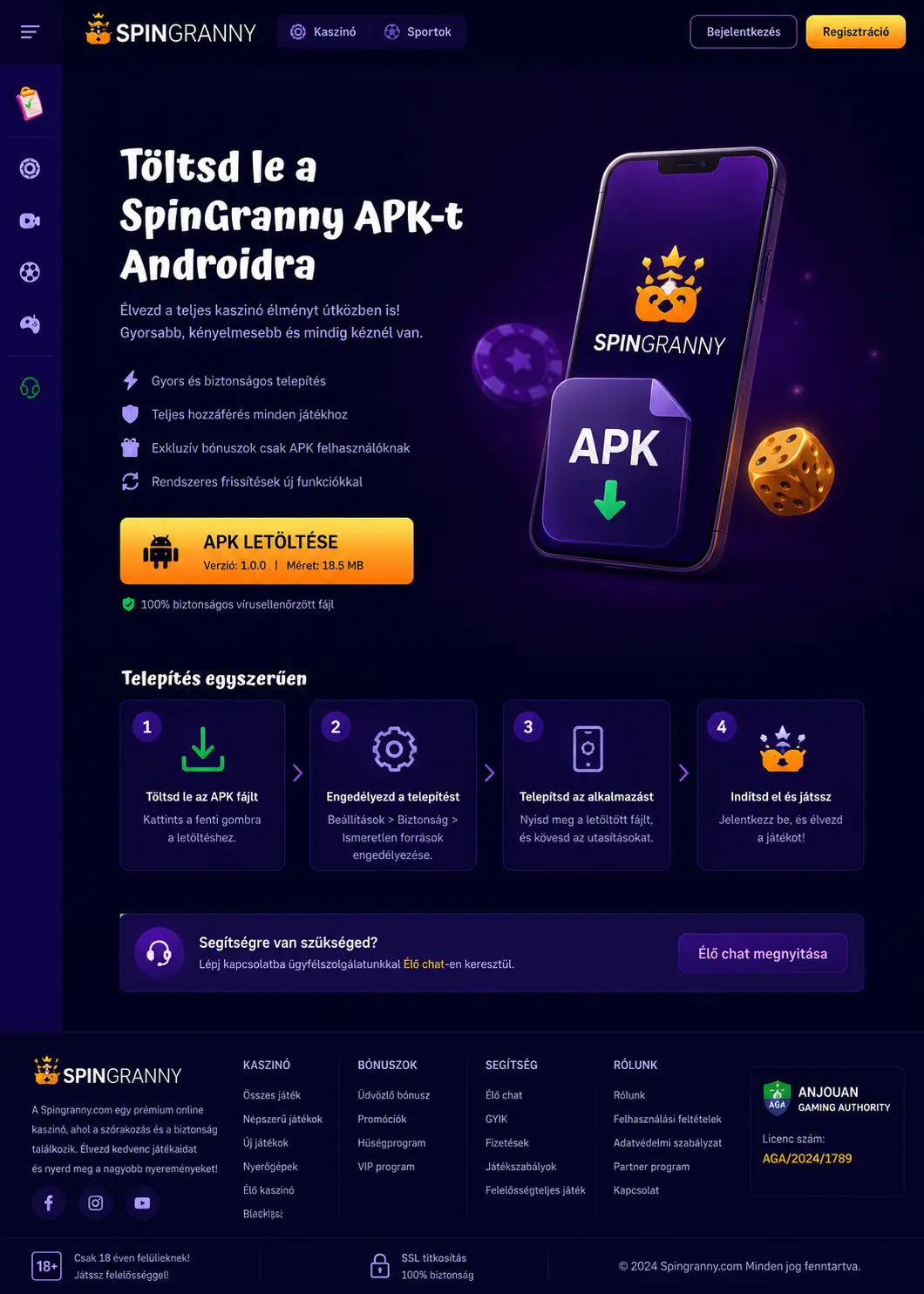 SpinGranny APK letöltési oldal Android eszközön