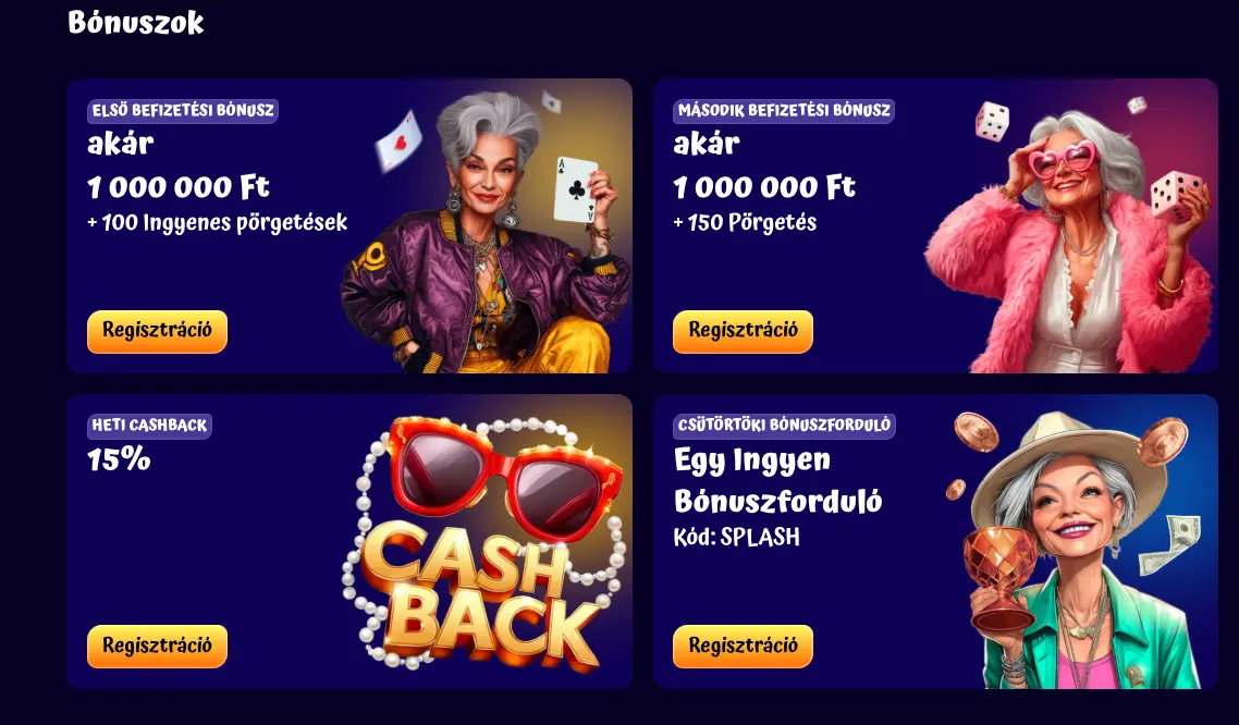 SpinGranny üdvözlő bónuszcsomag promóciós banner